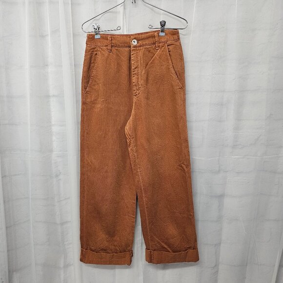 Free People Rust Orange Cropped Cuffed Casual Pants 27 - Picture 12 of 12